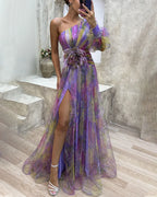 Orit™ | Asymmetrical One Sleeve Split Dress