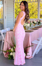 Farida - Pink Lace Maxi Dress
